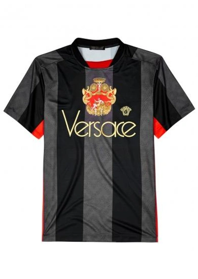 Shop Versace Printed Jersey T-shirt In Black