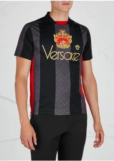 Shop Versace Printed Jersey T-shirt In Black