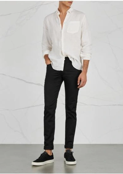 Shop J. Lindeberg Daniel Off White Linen Shirt