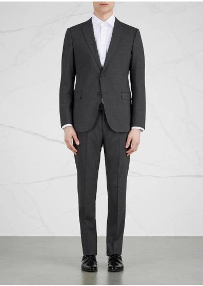 Shop Armani Collezioni M-line Charcoal Stretch Wool Suit