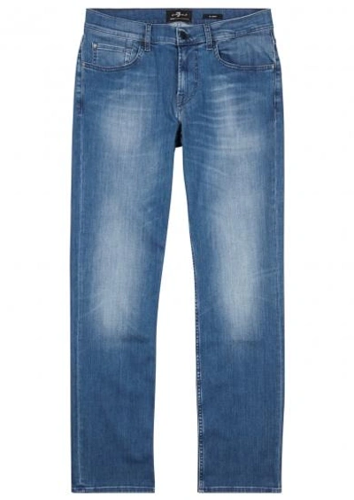 Shop 7 For All Mankind Slimmy Luxe Performance Slim-leg Jeans In Mid Blu