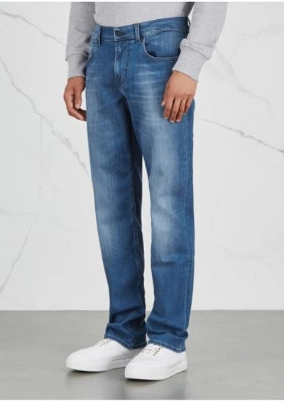 Shop 7 For All Mankind Slimmy Luxe Performance Slim-leg Jeans In Mid Blu