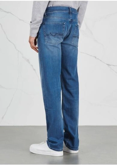 Shop 7 For All Mankind Slimmy Luxe Performance Slim-leg Jeans In Mid Blu