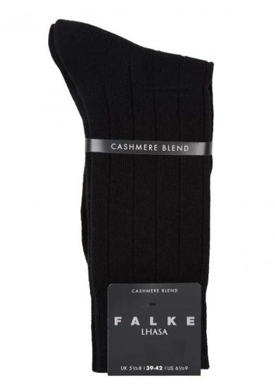 Shop Falke Grey Cashmere Blend Socks In Black