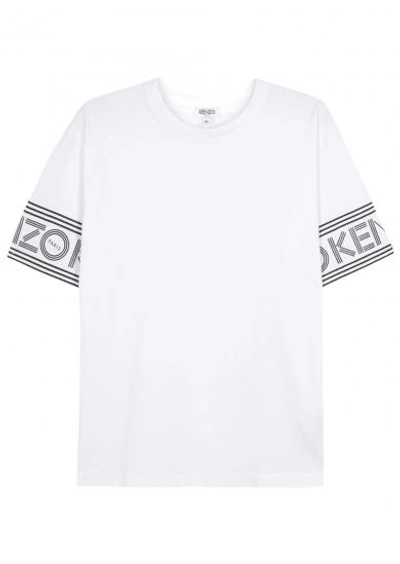 Shop Kenzo White Logo-print Cotton T-shirt