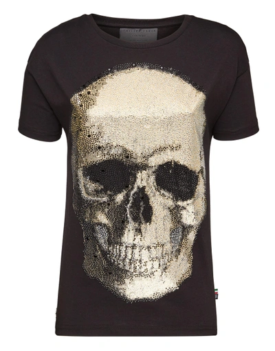 Shop Philipp Plein T-shirt Original Cut Round Neck "shiny Skull"