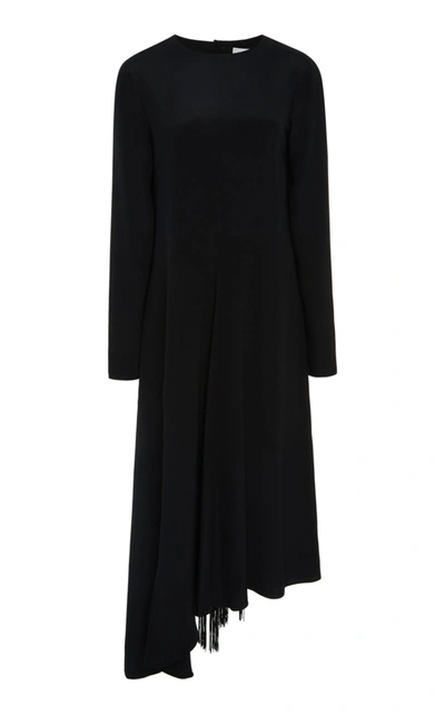 Shop Tibi Fringe Tie Maxi Dress In Black