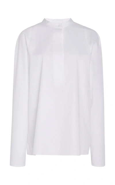 Shop Tibi Stand Collar Shirt In White