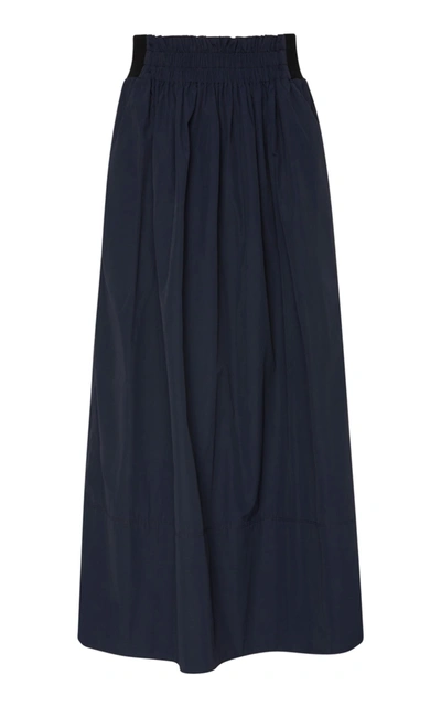 Shop Tibi Nylon Midi Skirt In Navy