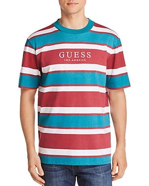 red and white guess shirt