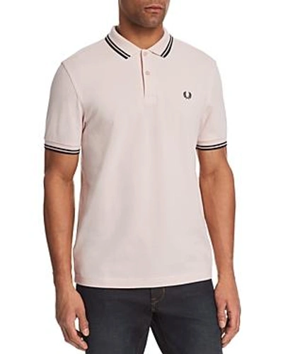 Shop Fred Perry Twin Tipped Polo - Slim Fit In Faded Pink