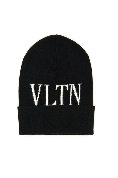 Shop Valentino Vltn Knit Beanie In Nero