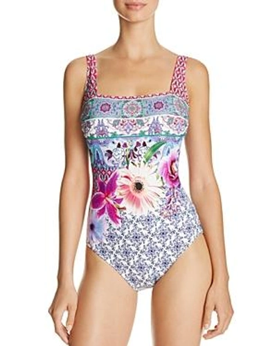 Shop Gottex Le Jardin Square Neck One Piece Swimsuit In Multi