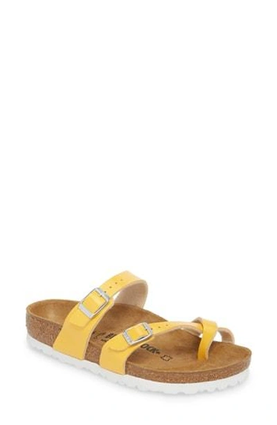Sympatisere Overlegenhed terrorist Birkenstock Mayari Cross-strap Faux-leather Sandals In Graceful Amber Yellow  Leather | ModeSens