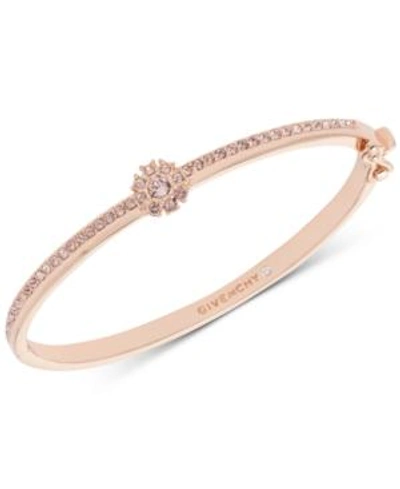 Shop Givenchy Crystal Flower Hinged Bangle Bracelet In Rose Gold