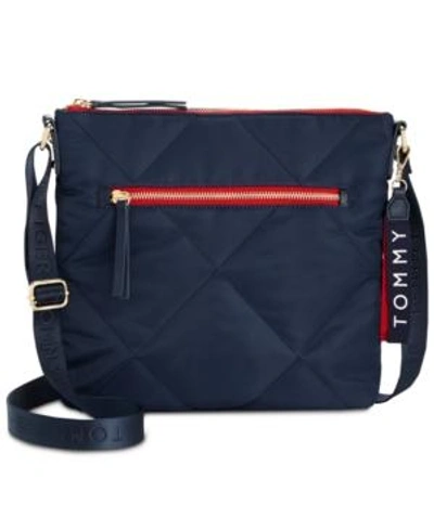 Shop Tommy Hilfiger Kensington Quilted Crossbody In Navy/gold