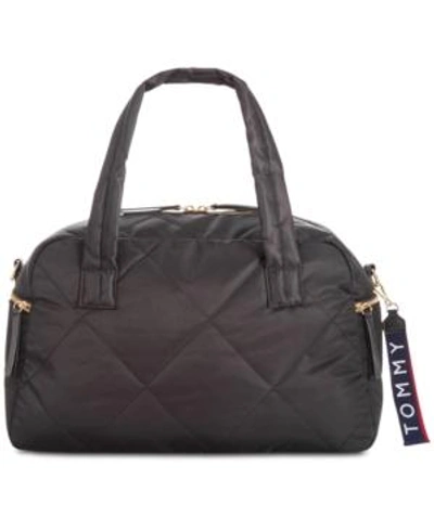 Shop Tommy Hilfiger Kensington Nylon Quilted Duffle In Black/gold
