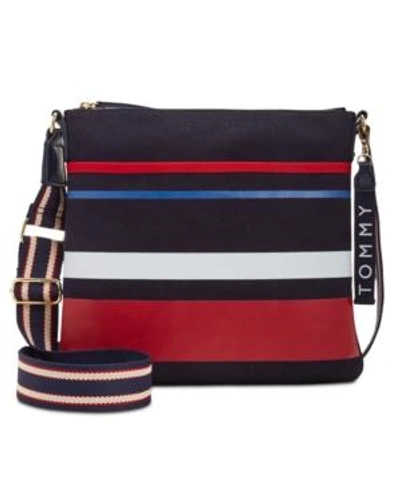 Shop Tommy Hilfiger Classic Tommy Canvas Crossbody In Multi/gold