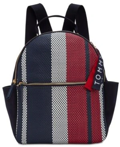 Shop Tommy Hilfiger Classic Tommy Woven Dome Medium Backpack In Multi/gold