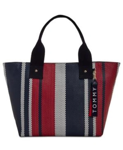 Shop Tommy Hilfiger Classic Tommy Woven Tote In Multi/gold