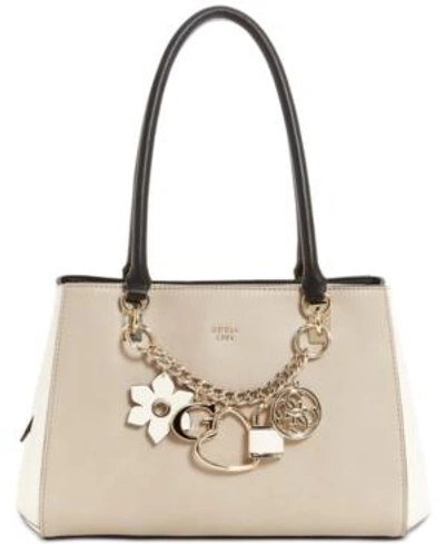 Shop Guess Hadley Girlfriend Satchel In Taupe/gold