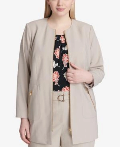 Shop Calvin Klein Plus Size Topper Jacket In Khaki