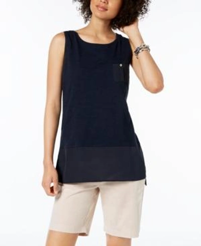 Shop Tommy Hilfiger Cotton Pocket Tank Top, Created For Macy's In Sky Captain