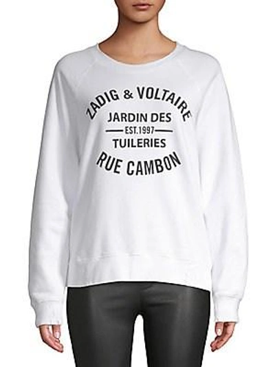 Shop Zadig & Voltaire Logo Cotton Sweatshirt In White