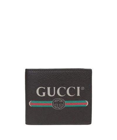 Shop Gucci Print Leather Bi-fold Wallet In Nero