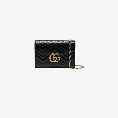 Shop Gucci Ladies Black Leather Gg Marmont Matelassé Mini Bag