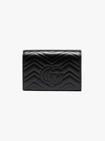 Shop Gucci Ladies Black Leather Gg Marmont Matelassé Mini Bag