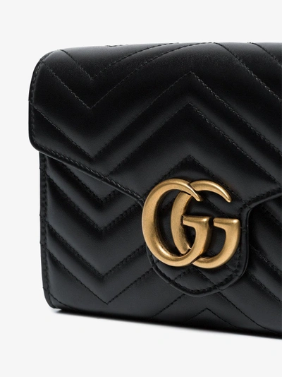 Shop Gucci Ladies Black Leather Gg Marmont Matelassé Mini Bag