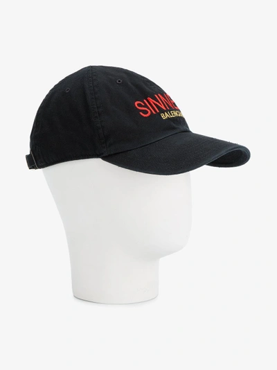 Balenciaga Sinners Embroidered Cotton Gabardine Hat In Black