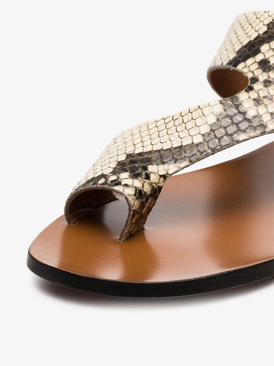 Shop Atp Atelier Roma Snake Print Leather Sandals In Nude/neutrals