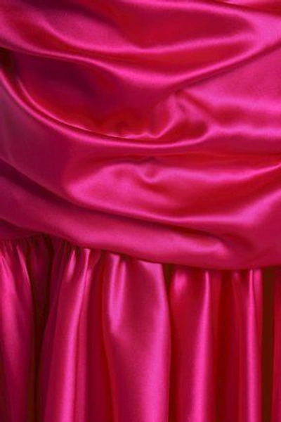 Shop Dolce & Gabbana Ruched Stretch-silk Satin Dress In Magenta