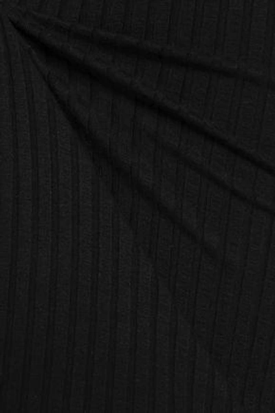 Shop Lna Woman Cutout Ribbed-knit Top Black