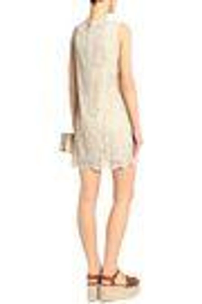 Shop Dolce & Gabbana Embellished Cotton-blend Corded Lace Mini Dress In Neutral