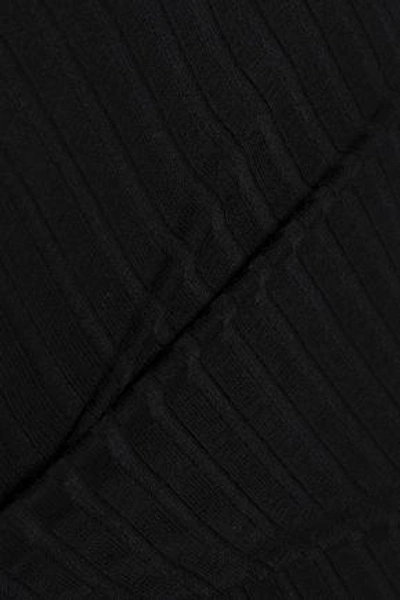 Shop Lna Woman Cutout Ribbed-knit Bodysuit Black