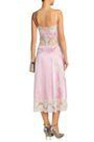 Shop Dolce & Gabbana Woman Corded Lace-trimmed Silk-blend Satin Midi Dress Baby Pink