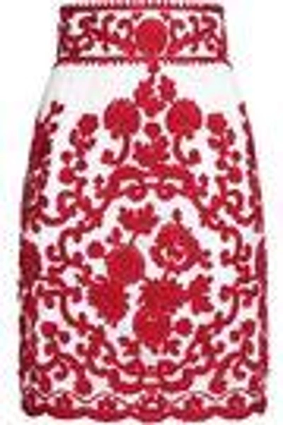 Shop Dolce & Gabbana Woman Embroidered Crocheted Cotton Skirt White