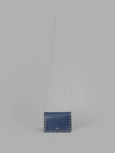 Shop Valentino Women's Blue Rockstud Shoulder Bag