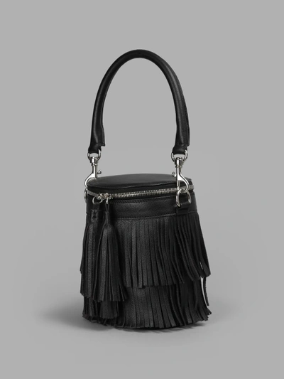 Shop Andrea Incontri Women's Black Small Bucket Bag With Fringes