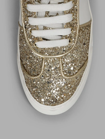 Shop Valentino Woman's Fly Crew Gold Glitter Sneakers