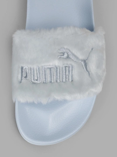 Shop Fenty X Puma Light Blue Fur Slides