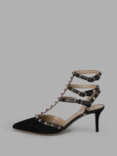 Shop Valentino Women's Black Suede Rockstud Pumps 6,5cm Heel