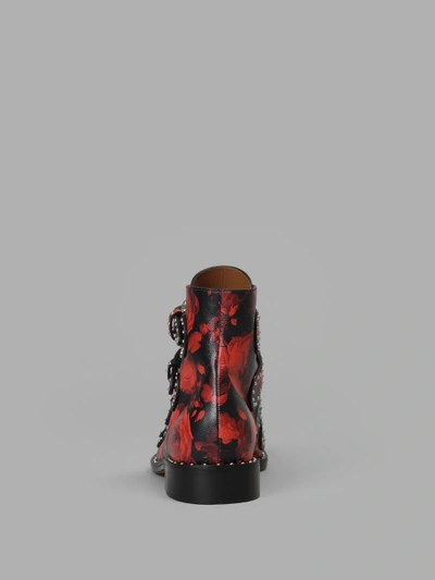 Shop Givenchy Woman's Roses Elegant Ankle Boots In Red Roses Pattern