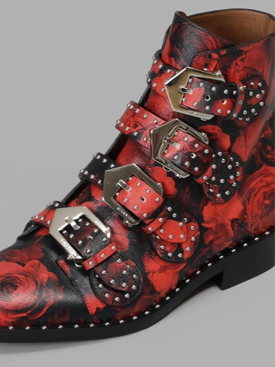 Shop Givenchy Woman's Roses Elegant Ankle Boots In Red Roses Pattern