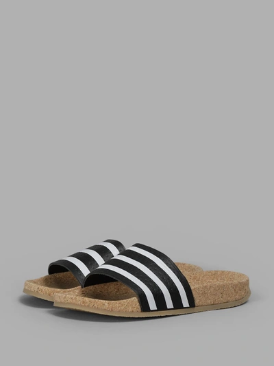 Shop Adidas Originals Adidas Women's Adilette Cork Slipper In Striped Black And White