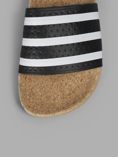 Shop Adidas Originals Adidas Women's Adilette Cork Slipper In Striped Black And White