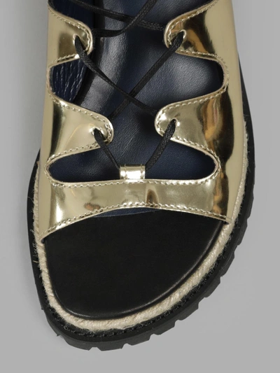 Shop Sacai Women's Gold And Black Flat Sandals